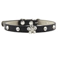 thumbnail image 1 of Lindo collar de cuero en miniatura para perro y gato con diseño de calavera, deslumbrante, elegante y brillante, con diamantes de imitación y cristales, 1 of 5