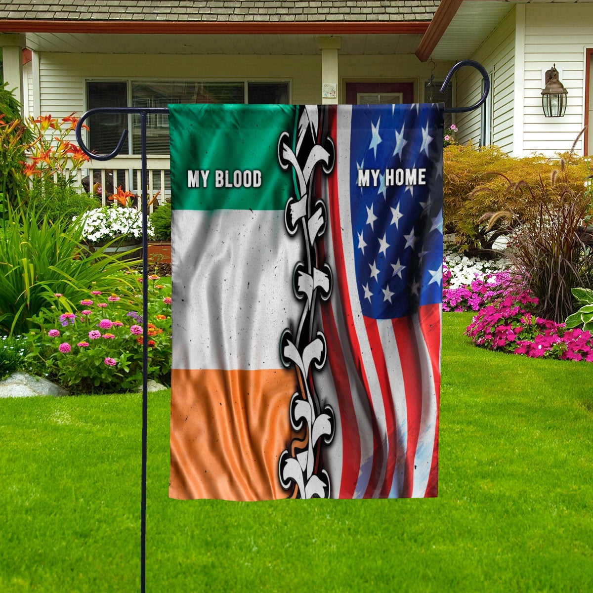 Flags-Irish American My Home My Blood Flag Irish Part House Flag, Double-Sided Decorative Outdoor Flag, Patriotic Polyester Yard Flag 29.5 x 39.5 in