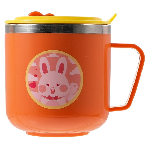 PAMINGONO Orange Stainless Steel Kids Water Cup with Straw Lid and Handles Perfect for Toddlers and Children