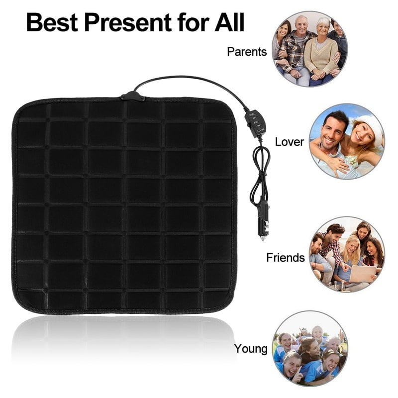MyCozy 12V USB Electric Heated Seat Cushion Car Seat Pad Chair Warmer Heated Seat Cover Nonslip Separated Tab Heated Warm Chair Pad Universal Fit for Auto Supplies Home Office