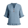 thumbnail image 6 of Womens Clothes Shorts Kelon Womens Blouses Short Sleeve Shirts V Neck Linen Cotton Business Casual Blouses 2026 Summer Tops Business Causal Dressy Work Top, 3XL, 6 of 6