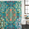 thumbnail image 2 of Green Boho Shower Curtain, Waterproof Shower Curtains for Bathroom, Shabby Vintage Ethnic Abstract Floral Art Washable Fabric Bathtub Curtain Set Bath Decor with 12 Hooks Long 72"x84", 2 of 8