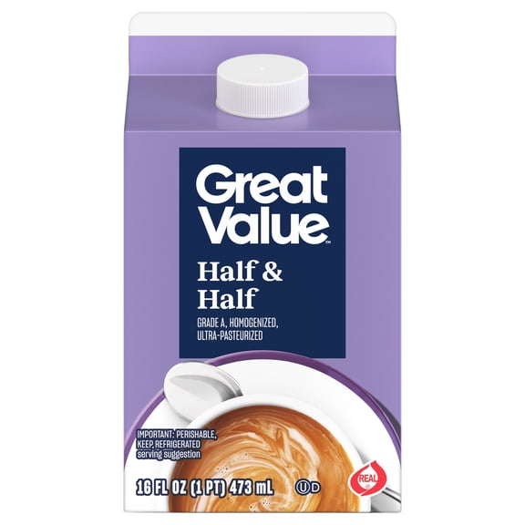 Great Value Half & Half, 16 fl oz