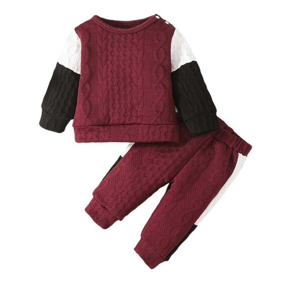 MEZZALL Boys Outfits Set Knitted Long Sleeve Baby Suit Color Block Autumn Boys School Parties And Everyday Adventures Breathable Toddler Clothing