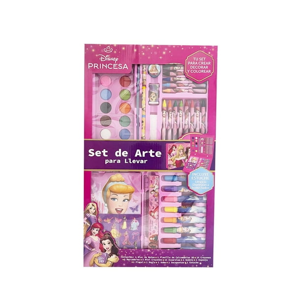 Set de Arte Para Llevar Princesas de Disney Para Niñas fucsia