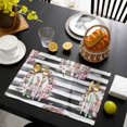 thumbnail image 3 of Bunny Easter Placemats Set of 6, Spring Floral Eggs Farmhouse Striped Placemats for Dining Table, Place Mats for Kitchen Tabletop, Waterproof Wipeable Dining Table Mats Set, 3 of 9