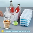 thumbnail image 5 of Ice Cube Tray with Lid and Bin, 4 Pack Silicone Easy-Release Ice Cube Trays with Ice Container, Stackable Ice Trays with Storage Ice Bucket, 4 Stainless Steel Straws, Ice Tong, Ice Scoop, 5 of 5