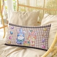 thumbnail image 4 of Bunny Gnomes Easter Pillow Covers, Linen Long Throw Pillow Case, Eggs Brown Checkered Farmhouse Holiday Pillow Protector Decorative Cushion Cover for Living Room/Bedroom 16" x 24", 4 of 8