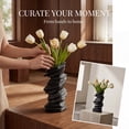 thumbnail image 3 of Unique Bargains Modern Ceramic Vase for Home Decor Matte Ribbed Flower Vase Black 4.3, 3 of 5