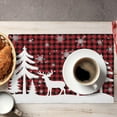 thumbnail image 5 of Christmas Elk Deer Table Placemats Set of 6 Snowflake \u200bfor Outdoor Indoor Home Party Kitchen Dining Decor, 12x18 Red and White, 5 of 6