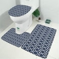 thumbnail image 2 of Navy Blue Geometric Quatrefoil Pattern Bathroom Rugs Sets 3 Piece,Toilet Cover Set,Absorbent Non Slip Bathroom Mats Sets with U-Shaped Contour Rug Toilet Rug Set, 2 of 5