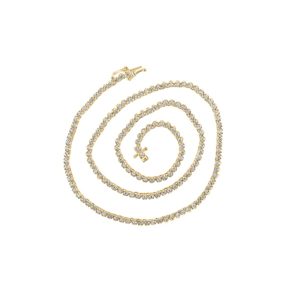 10kt Yellow Gold Mens Round Diamond 16-inch Tennis Chain Necklace 2-7/8 Cttw