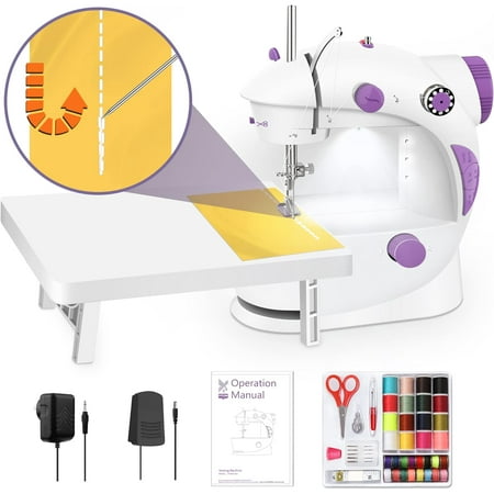 KPCB Mini Sewing Machines 2.0 with Backstitch, Upgraded Sewing Machine for Beginners or Kids with LED Strip & Adjustable Stitches
