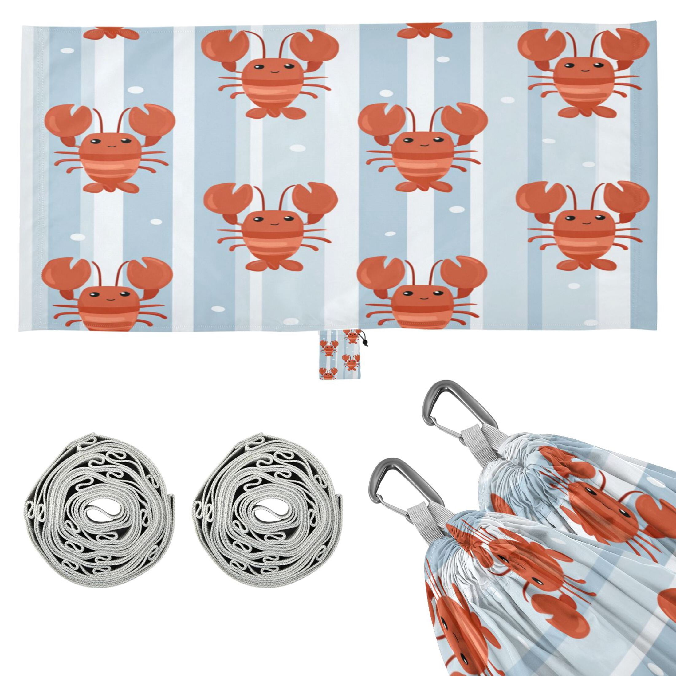 Hammock Camping Hammock Nylon Portable Hammock Travel Camping Hammock Cartoon Lobster White Stripes