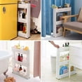thumbnail image 3 of Modern Home Narrow Sliding Storage Organizer Rack - Laundry/Bathroom/Kitchen Portable Storage Shelves, 3 of 6