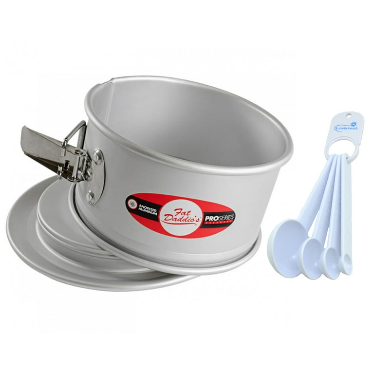 Fat Daddio's Springform Pan Anodized Aluminum 6x3 inch Bundle with Lumintrail Measuring Spoons