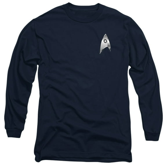 Star Trek Discovery Sciences Badge Long Sleeve Adult 18/1 T-Shirt Navy