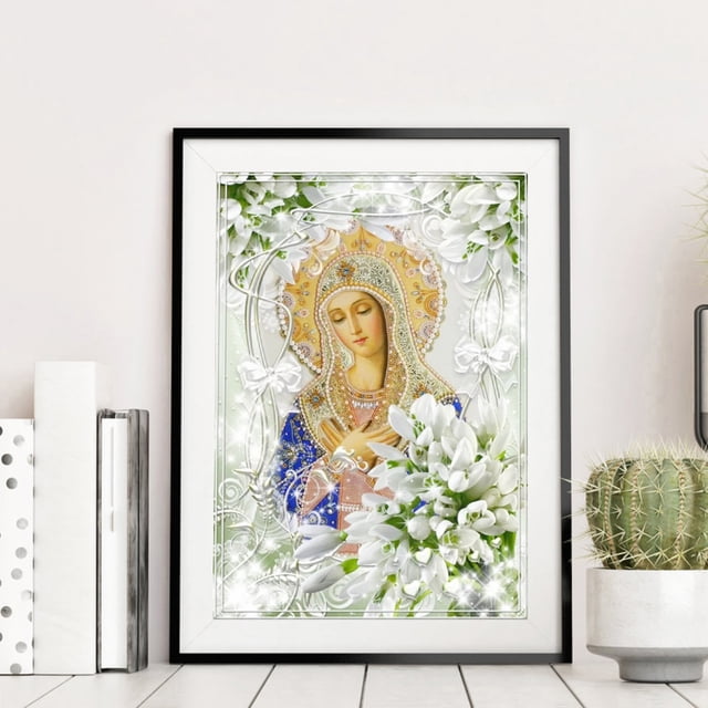 Cuadros Decorativos Jesús mujer diamante pintura 5D DIY completo redondo taladro Rhinestone sala de estar arte DQrwqpou Nuevos Originales