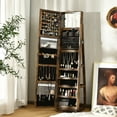 thumbnail image 3 of Costway 360Degree Rotatable Jewelry Cabinet Armoire 2-in-1 Lockable Mirrored Coffee, 3 of 12
