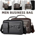 thumbnail image 2 of Men's Adjustable Strap Business Casual PU Leather Bag - 3-in-1 Briefcase Handbag Crossbody Messenger, Large Capacity Multi-Pocket for Umbrella Wallet Work Travel, 2 of 12