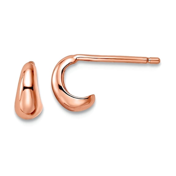 925 Sterling Silver Polished Rose-tone Hoop Post Earrings 7x3.4mm Wide Hoop Earring for Women