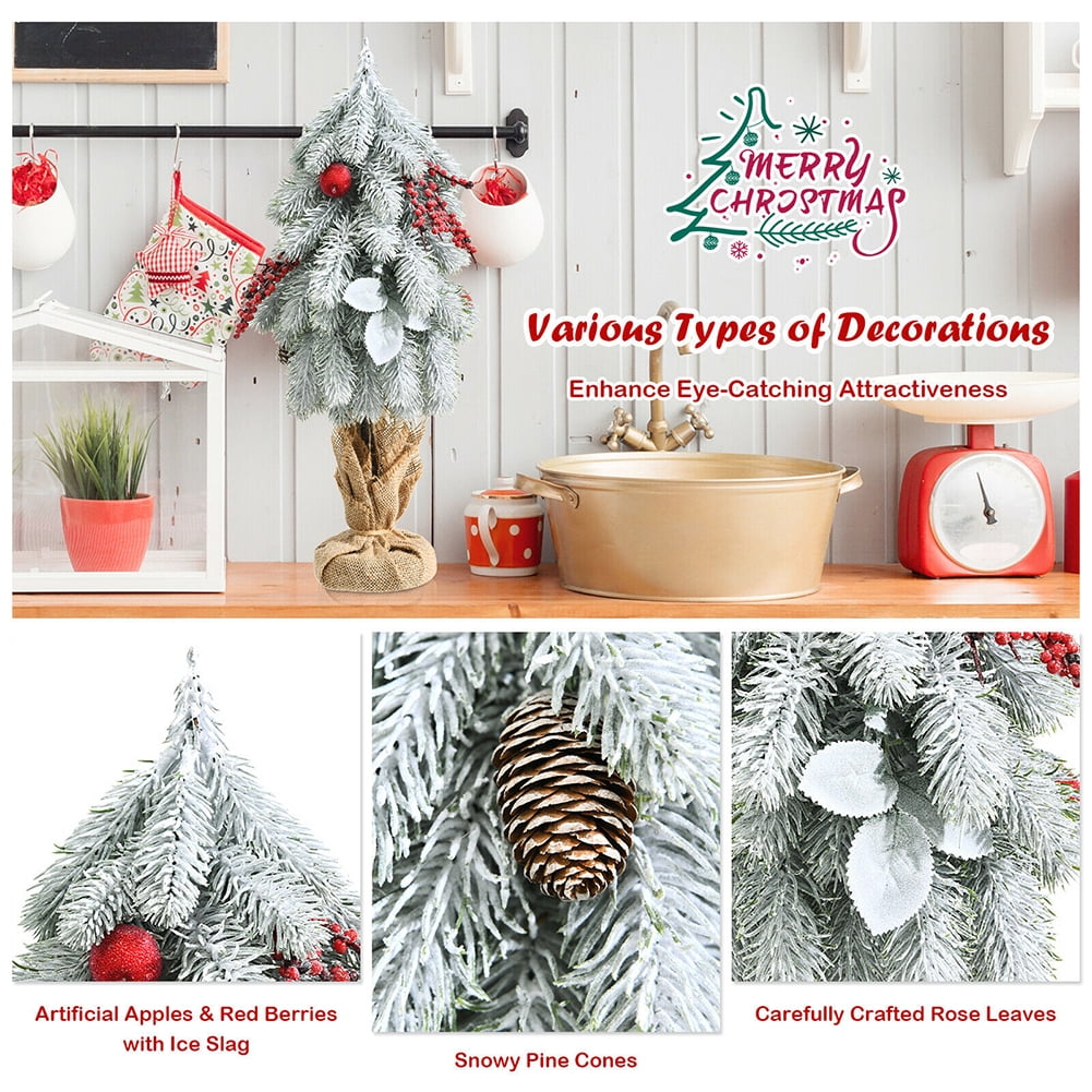 Kadyn 19" Tabletop Christmas Tree, Artificial Christmas Tree for Christmas Decorations, Home, Kitchen, Dining Table, Mini Christmas Pine Tree with W/pine Cones & Red Berrie, White Kadyn 19" Tabletop Christmas Tree, Artificial Christmas Tree for Christmas Decorations, Home, Kitchen, Dining Table, Mini Christmas Pine Tree with W/pine Cones & Red Berrie, White