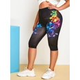 thumbnail image 1 of Leggings de cultivos de flor de flor de mariposa Rosegal Leggings de talla grande, 1 of 5