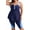 Dark blue, variant on Plus Size Two Piece Tankini Swimsuit Ruched Navy Blue Top Tropical Leaf Print Shorts Tummy Control Navy