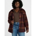 thumbnail image 2 of Terra & Sky Women's Plus Longline Brushed Plaid Shacket, Midweight, Sizes 0X-5X, 2 of 6