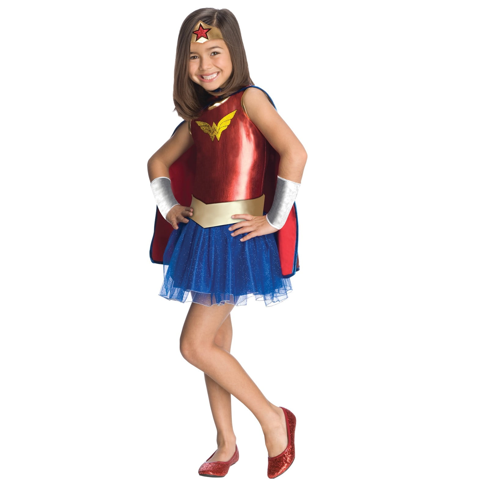 Kids Girls Wonder Women Dress Up Crown Arm Gauntlets Fancy Costume Accessories