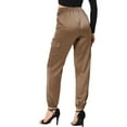 thumbnail image 3 of DARING DIVA Women's Drawstring Elastic High Waist Satin Cargo Pants XL Tan, 3 of 6