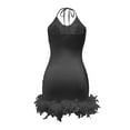 thumbnail image 4 of KHONTS Birthday Dresses for Women Halter Sleeveless Sequin Mesh Feather Party Dress Clubwear Black XXL, 4 of 8