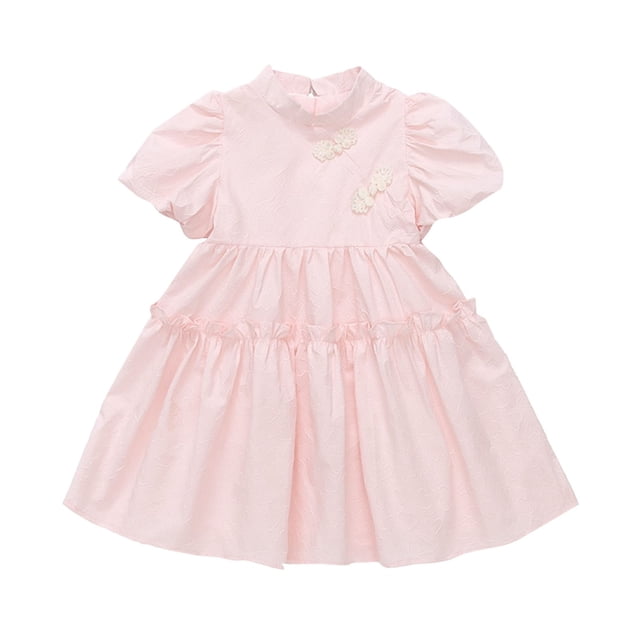 Ketyyh-chn99 Robe pour Bébé Fille Robes d'Été Été Tout-Petit Enfants Fille Manches Longues Courte Robe de Princesse de Fête Rouge,6-7 Ans