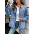thumbnail image 4 of Eytino Denim Jackets for Women Oversized Jean Jacket with Contrast Trim Long Sleeve Button Down Jean Coat with Pockets Outerwear, 4 of 10