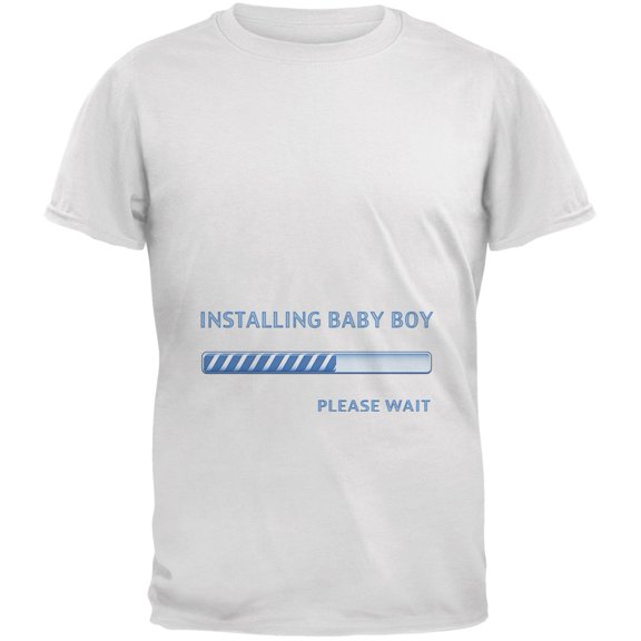 Installing Baby Boy Funny White Adult T-Shirt - Medium