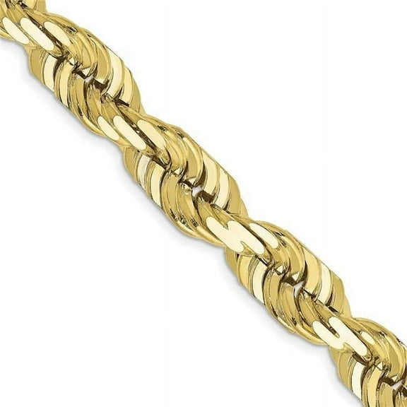 Primal Gold 10 Karat Yellow Gold 10mm Diamond-cut Rope Chain