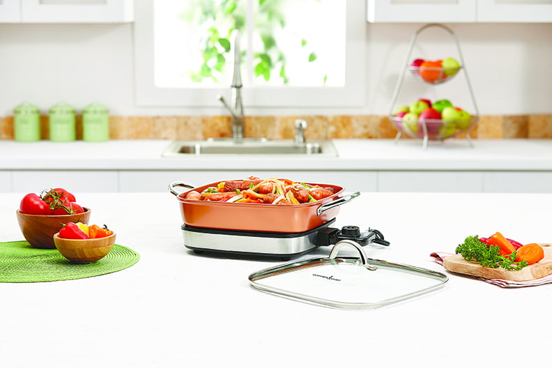  Large Nonstick Electric Skillet - Serves 4 to 6 People (Copper  Ceramic): Home & Kitchen
