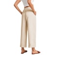 thumbnail image 5 of SWQZVT Women's Casual Wide Leg Pants Wide Leg Pants Drawstring Elastic Mid Waist Pants with Pockets Khaki, 5 of 7