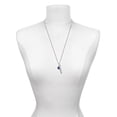 thumbnail image 3 of Delight Jewelry 10mm Blue Crystal Drop Silvertone Always My Sister Bar Charm Necklace, 23", 3 of 4
