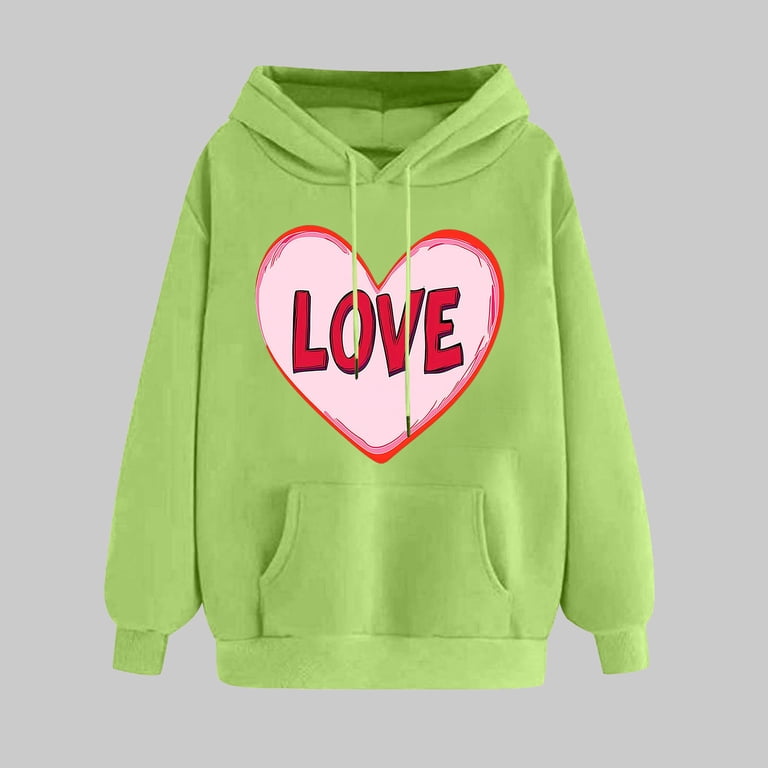 Gnurob Valentine's Day Fleece Sweatshirts for Women Plaid Love