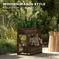 thumbnail image 3 of Outsunny Wooden Wagon Planter Box, Decorative Raised Garden Bed for Vegetables Flowers Herbs, 22" x 13" x 22", 3 of 9
