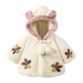 thumbnail image 2 of NAISIBABY Girls Winter Coat, Cute Flower Hooded Fuzzy Cozy Solid Color Soft Warm Outwear White 9-12Months, 2 of 6