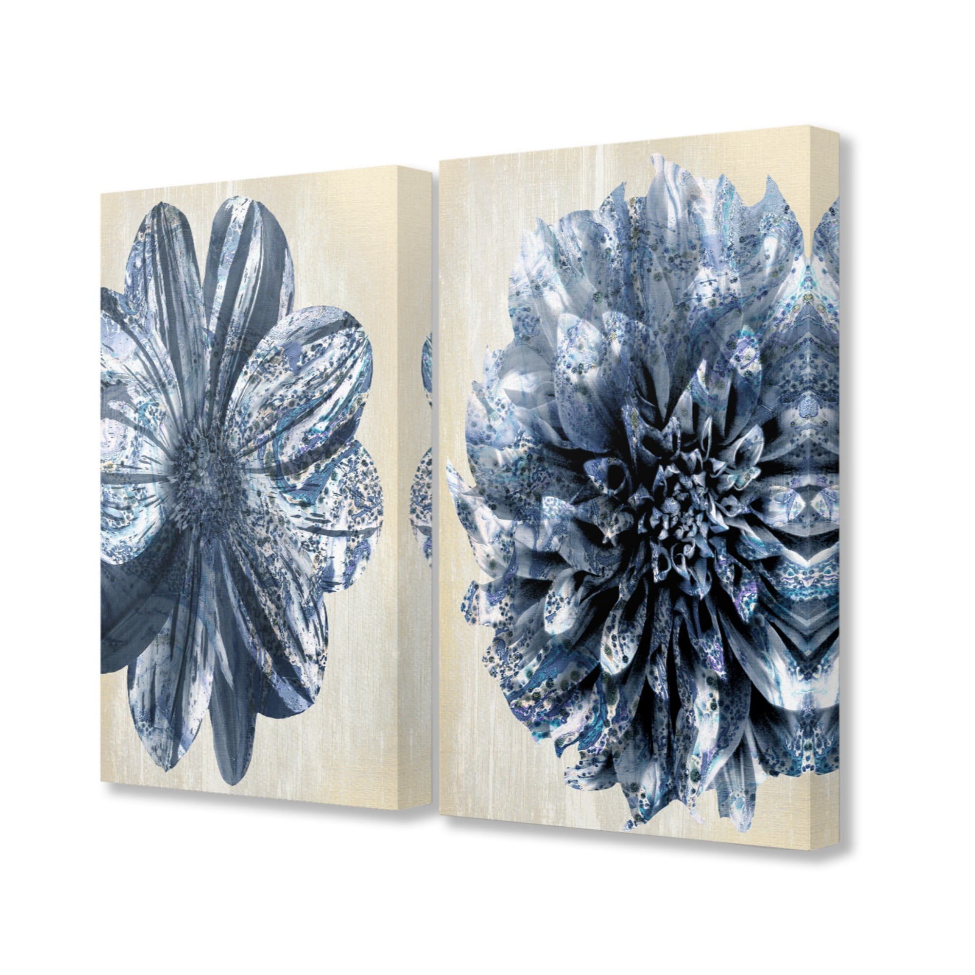 The Stupell Home Decor Collection Indigo White and Tan Marble Blooming ...