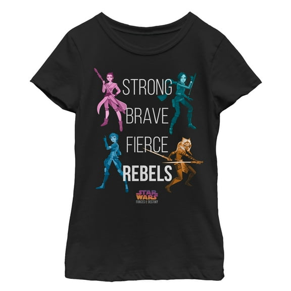Girl's Star Wars: Forces of Destiny Fierce Rebels Graphic Tee Black Medium