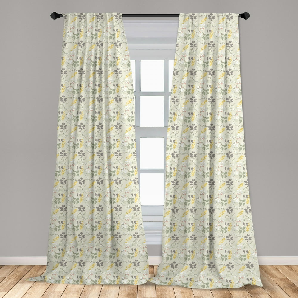 Grey and Yellow Curtains 2 Panels Set, Vintage Farm Life Modern ...