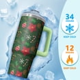 thumbnail image 4 of 30oz Christmas Tree Tumbler with Lid and Straw, Stainless Steel Cup with Handle Snowflake Travel Coffee Mug, Holiday Gifts, 4 of 5