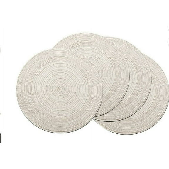 Round Braided Placemat, 15 Inch Non-Slip Table Mat Set of 4 for Dining Kitchen, Washable Cotton & Polypropylene Blend, Heat Resistant Decor Clearance!