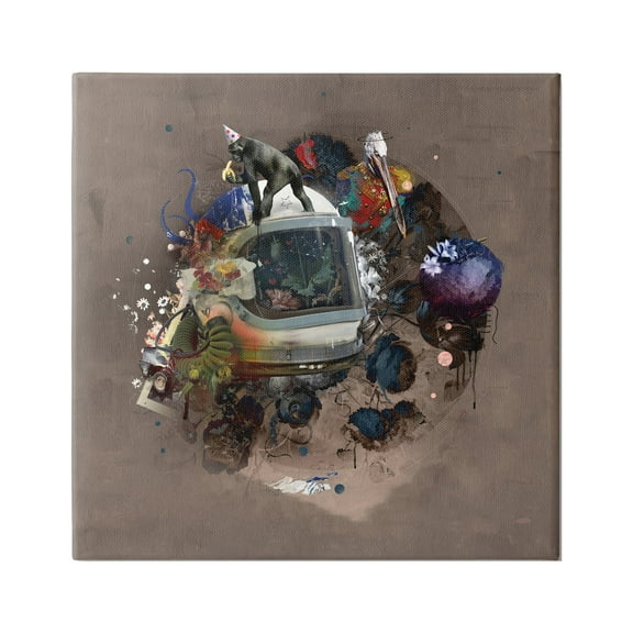 Stupell Industries Layered Street Style Collage Monkey Miscellaneous Wildlife Canvas Wall Art, 30 x 30, Design by Teis Albers