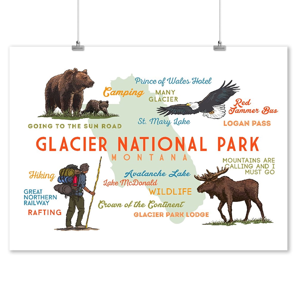 Montana Glacier National Park Going To The Sun Road 9x12 Art Print