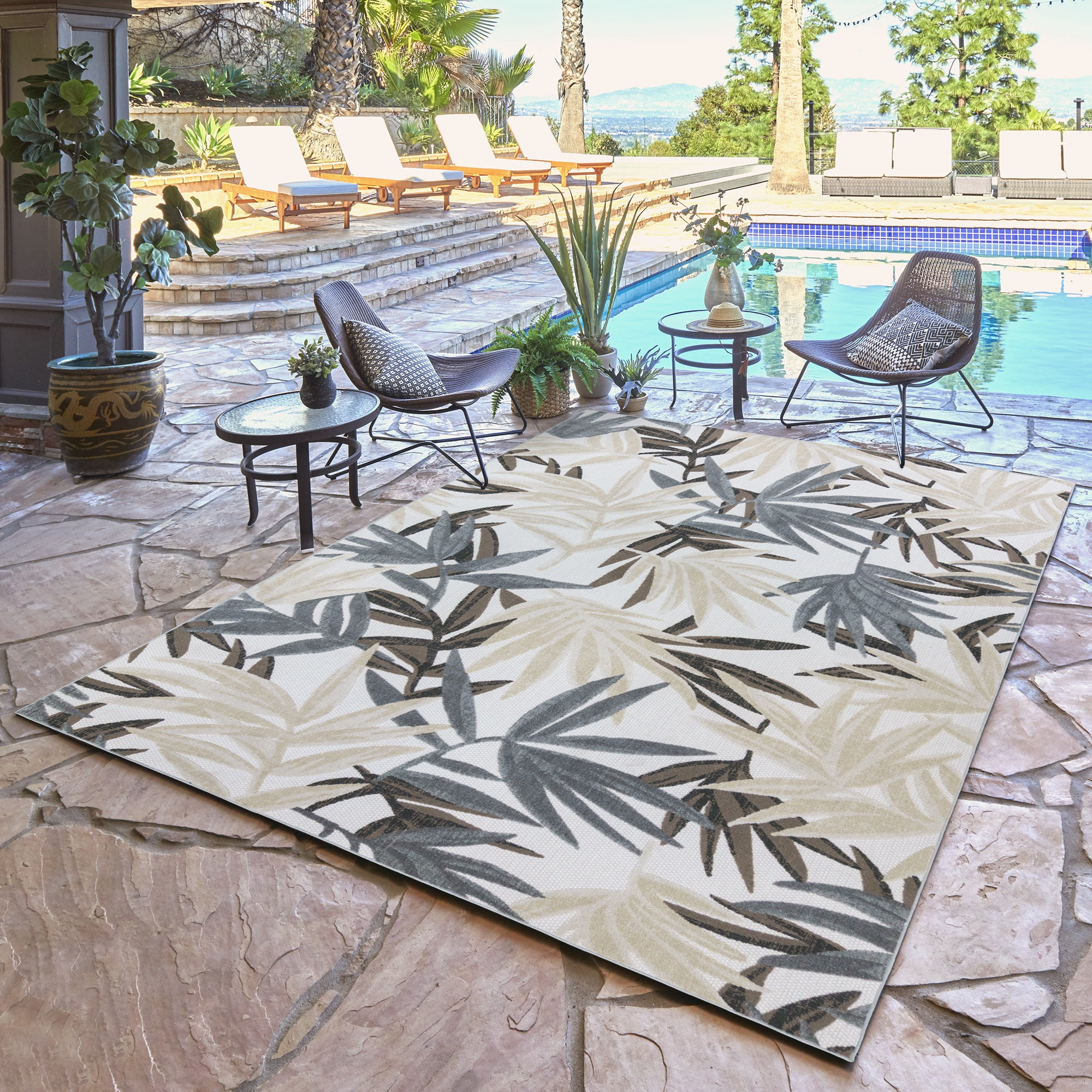 Kalari Isla Indoor/ Outdoor Polypropylene Ivory Flat Weave Area Rug, 6x9
